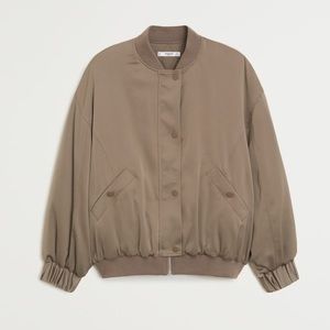 Mango Tan Satin Bomber Jacket